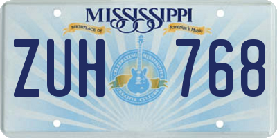MS license plate ZUH768