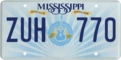 MS license plate ZUH770