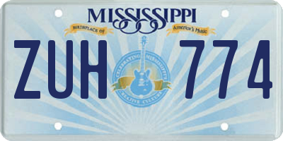 MS license plate ZUH774