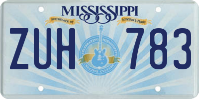 MS license plate ZUH783