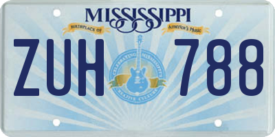 MS license plate ZUH788