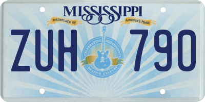 MS license plate ZUH790