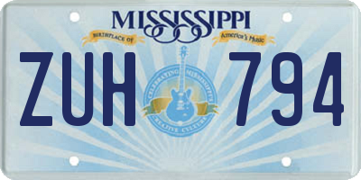 MS license plate ZUH794