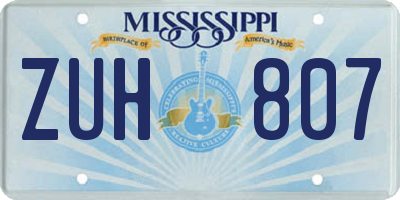 MS license plate ZUH807