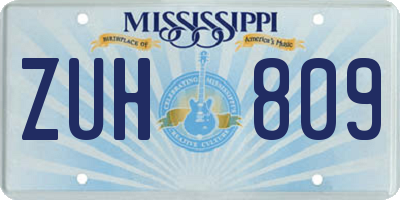 MS license plate ZUH809