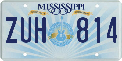 MS license plate ZUH814