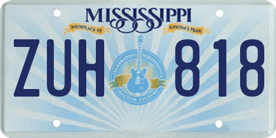 MS license plate ZUH818