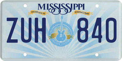 MS license plate ZUH840