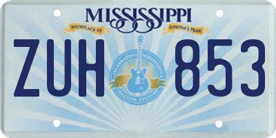MS license plate ZUH853