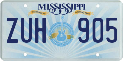 MS license plate ZUH905