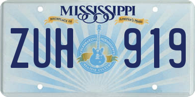 MS license plate ZUH919