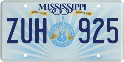 MS license plate ZUH925