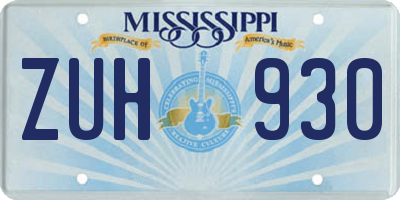 MS license plate ZUH930