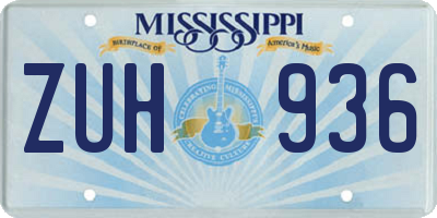 MS license plate ZUH936