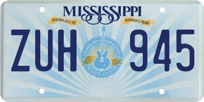 MS license plate ZUH945