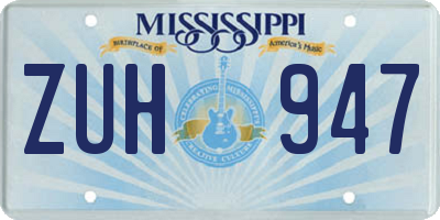 MS license plate ZUH947
