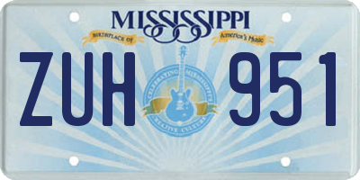 MS license plate ZUH951