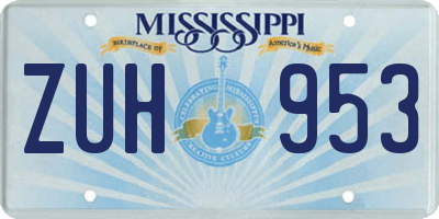 MS license plate ZUH953