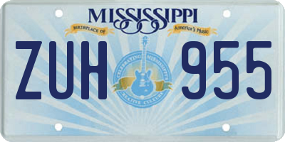 MS license plate ZUH955