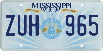 MS license plate ZUH965