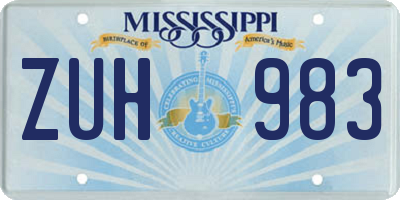 MS license plate ZUH983