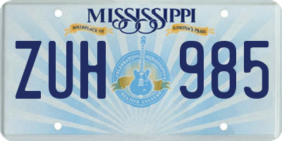 MS license plate ZUH985