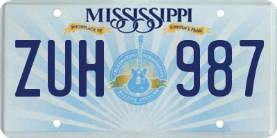 MS license plate ZUH987