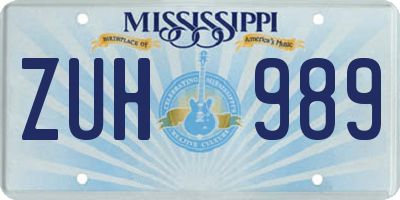 MS license plate ZUH989