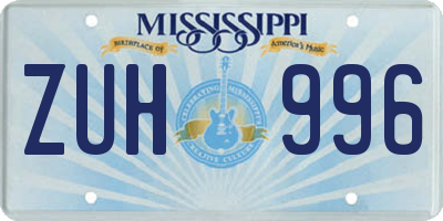 MS license plate ZUH996