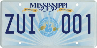 MS license plate ZUI001