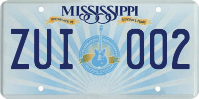 MS license plate ZUI002