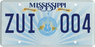 MS license plate ZUI004