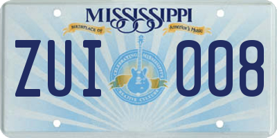 MS license plate ZUI008