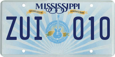 MS license plate ZUI010