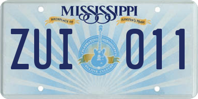 MS license plate ZUI011