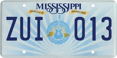 MS license plate ZUI013