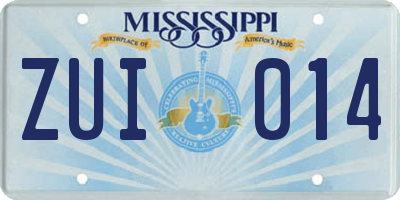 MS license plate ZUI014