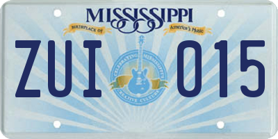 MS license plate ZUI015