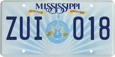 MS license plate ZUI018