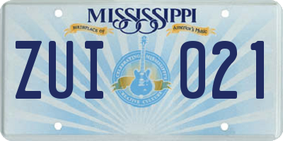 MS license plate ZUI021