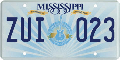 MS license plate ZUI023