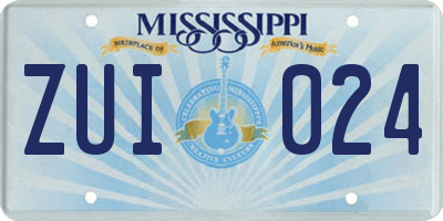 MS license plate ZUI024