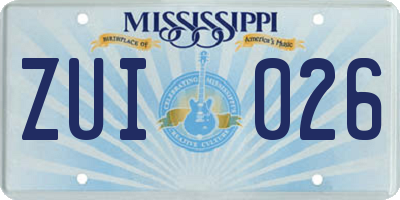 MS license plate ZUI026