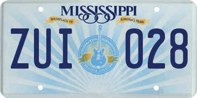 MS license plate ZUI028