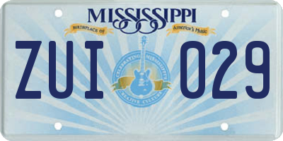 MS license plate ZUI029