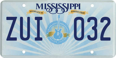 MS license plate ZUI032