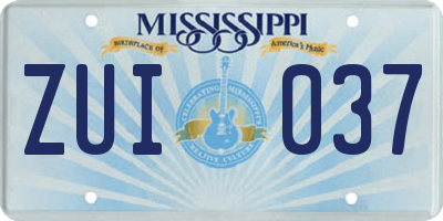 MS license plate ZUI037