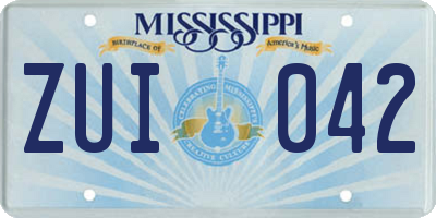 MS license plate ZUI042