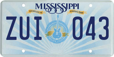 MS license plate ZUI043