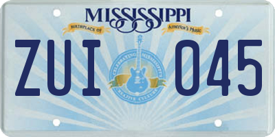 MS license plate ZUI045